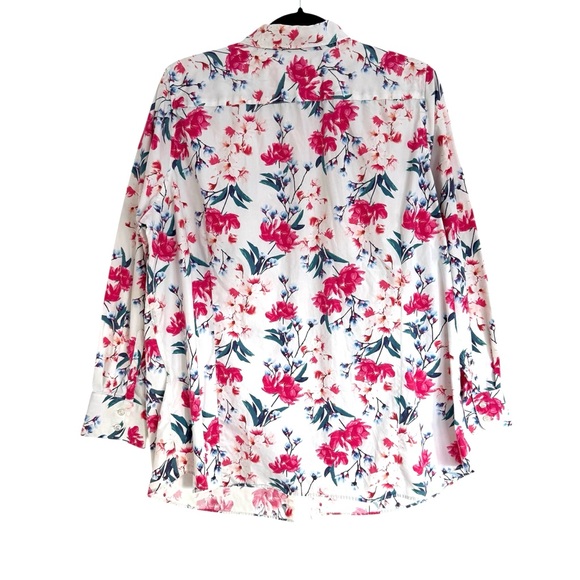 Lands End Floral Pink and White Button Down 18W - Picture 4 of 9